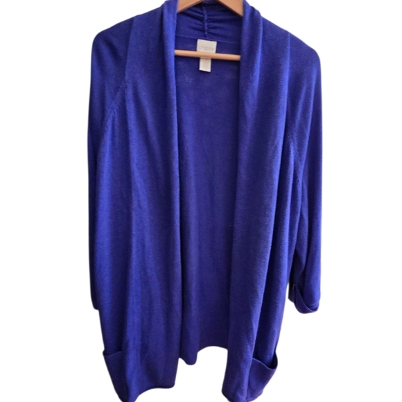 Your Office Is Freezing Chico's Periwinkle Cardigan Collection Wool - Picture 1 of 4